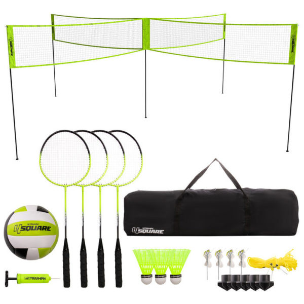Escalade Sports Portable Outdoor Triumph 4 Square Volleyball Badminton Combo